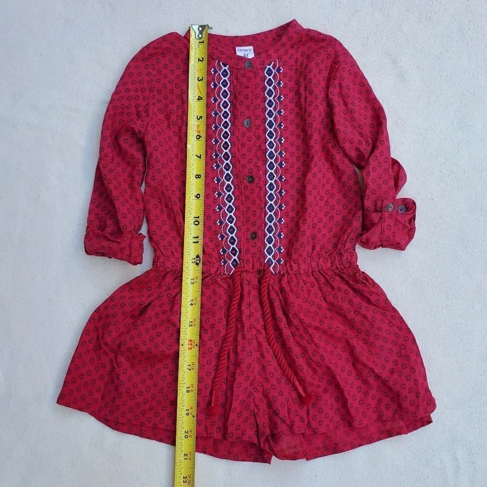 Carter's flower pattern roll up sleeve romper Size 4T